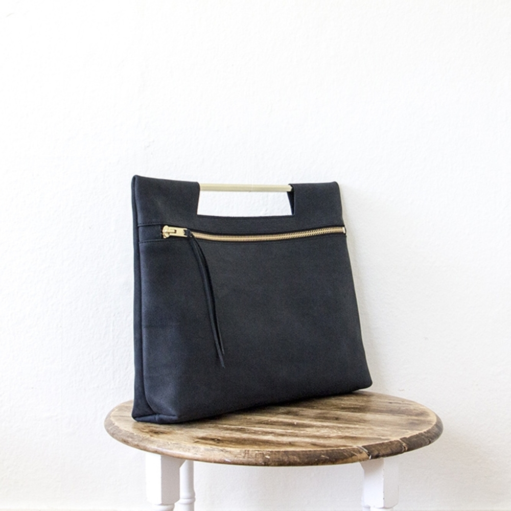 Elegant Blue Clutch with Structured Design